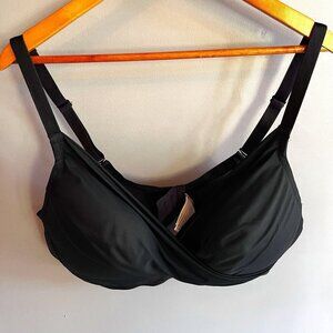 Deesse Lingerie Black Draped Wireless Foam Cup Bra Size 44D  Comfy Sexy Plus